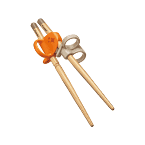 Combi Education Chopsticks Wood Left Hand in orange.