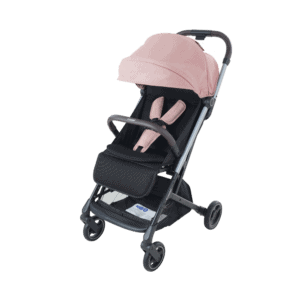 Combi Patto stroller in brownish pink, 45 degree front view