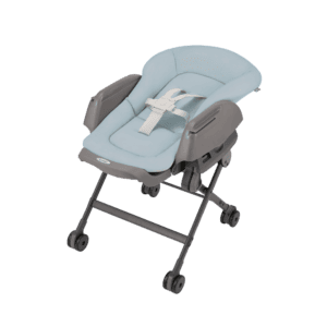 Combi Nemulila Fit parenting station in blue, reclined.