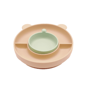 Combi Silicone Bear suction plate and mini bowl with the mini bowl nested in the plate.