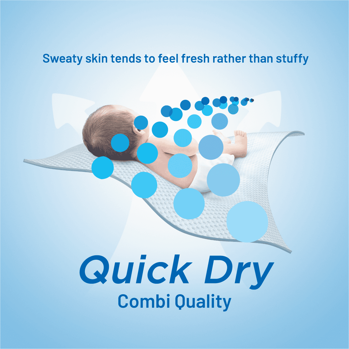 An illustration of moisture spreading through Combi QuickDry fabric.
